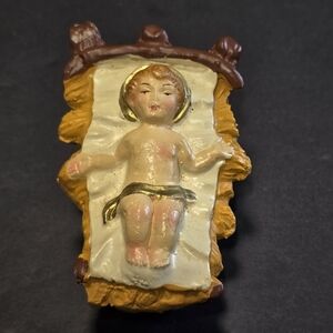 Vintage Italy Composition Creche Nativity Figure Baby Jesus length 3 in.